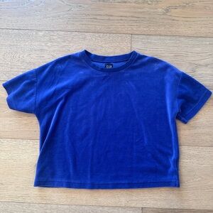 GAP Velour Cobault Blue crop boxy Short Sleeve Tee